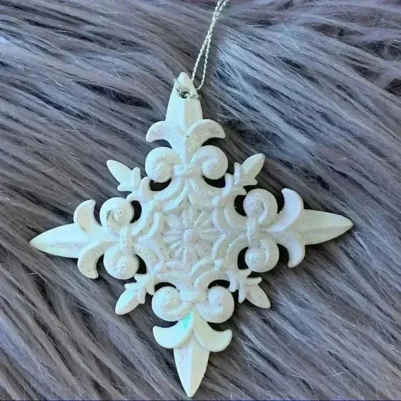 Iridescent White Sparkles Snowflake Ornament NWT - Picture 2 of 4
